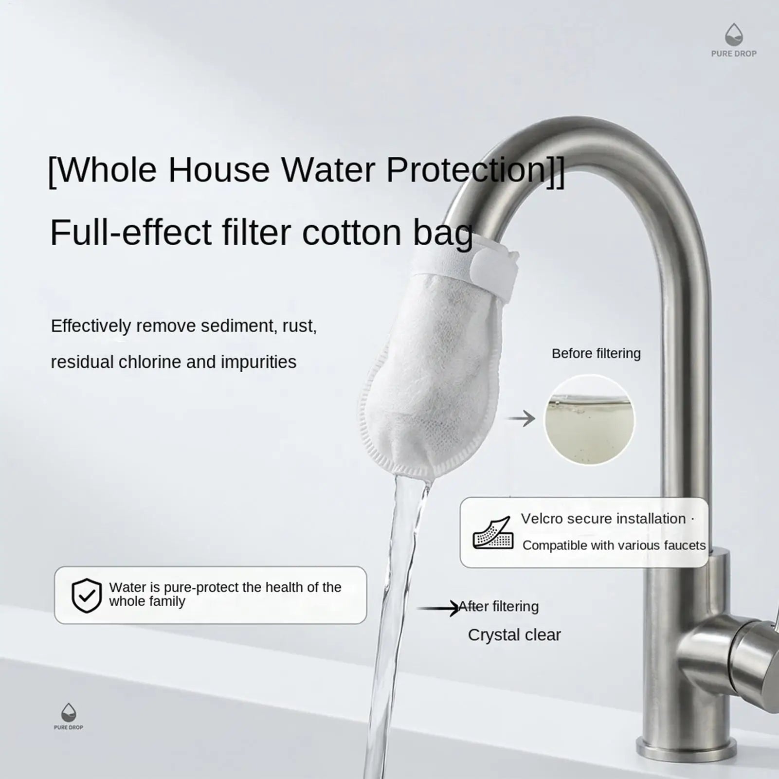 Faucet Filter Cotton Splash-proof Pouch DIY Sediment Purifier Bag