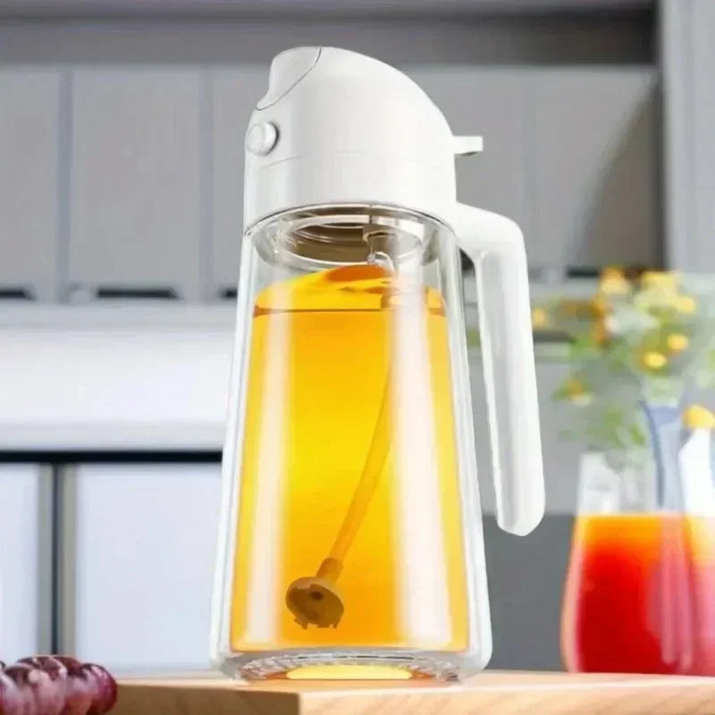 2in1 500ml Glass Oil Sprayer Oil Spray Bottle Oil Tank BBQ Kitchen Baking BBQ Picnic Kitchen Tools for Businesses Zpaxo White-500ml