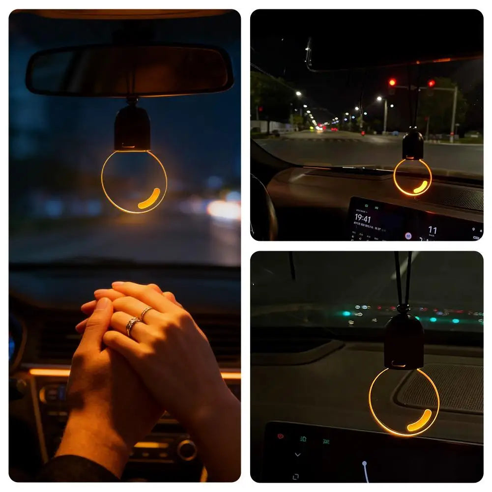 Retro Bulb Car Rearview Mirror Pendant – Warm White LED Ornament Car Interior Ornament Zpaxo