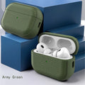 Case For Air Pods 4 3 2 1 Shell PU Leather Grain Case With Keyring Hook Wireless Headphones Accessoris For AirPods Pro 1 2 Cover Zpaxo Army Green for Airpods 4