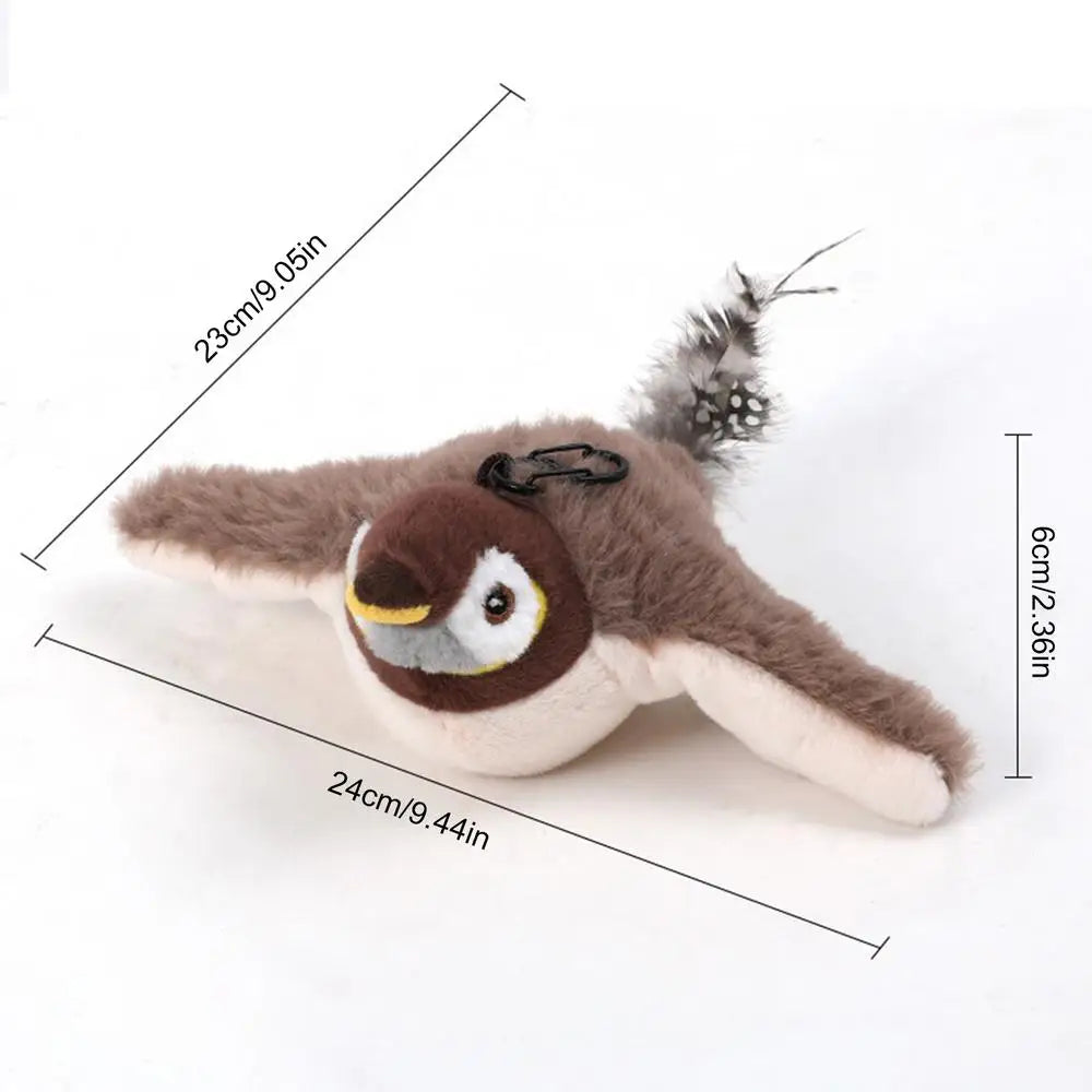 Bird Cat Toys for Indoor Cats Sparrow Plush Toys Touch Activated Flapping Wings Kitten Toys Vivid Chirping Rechargeable Zpaxo A China Mainland