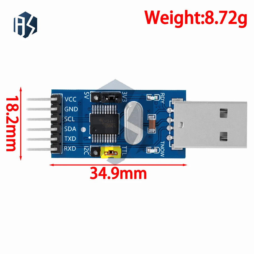 CH341T 1 Module 3 3V 5V USB I2C IIC UART TTL Single-chip Serial Port Zpaxo