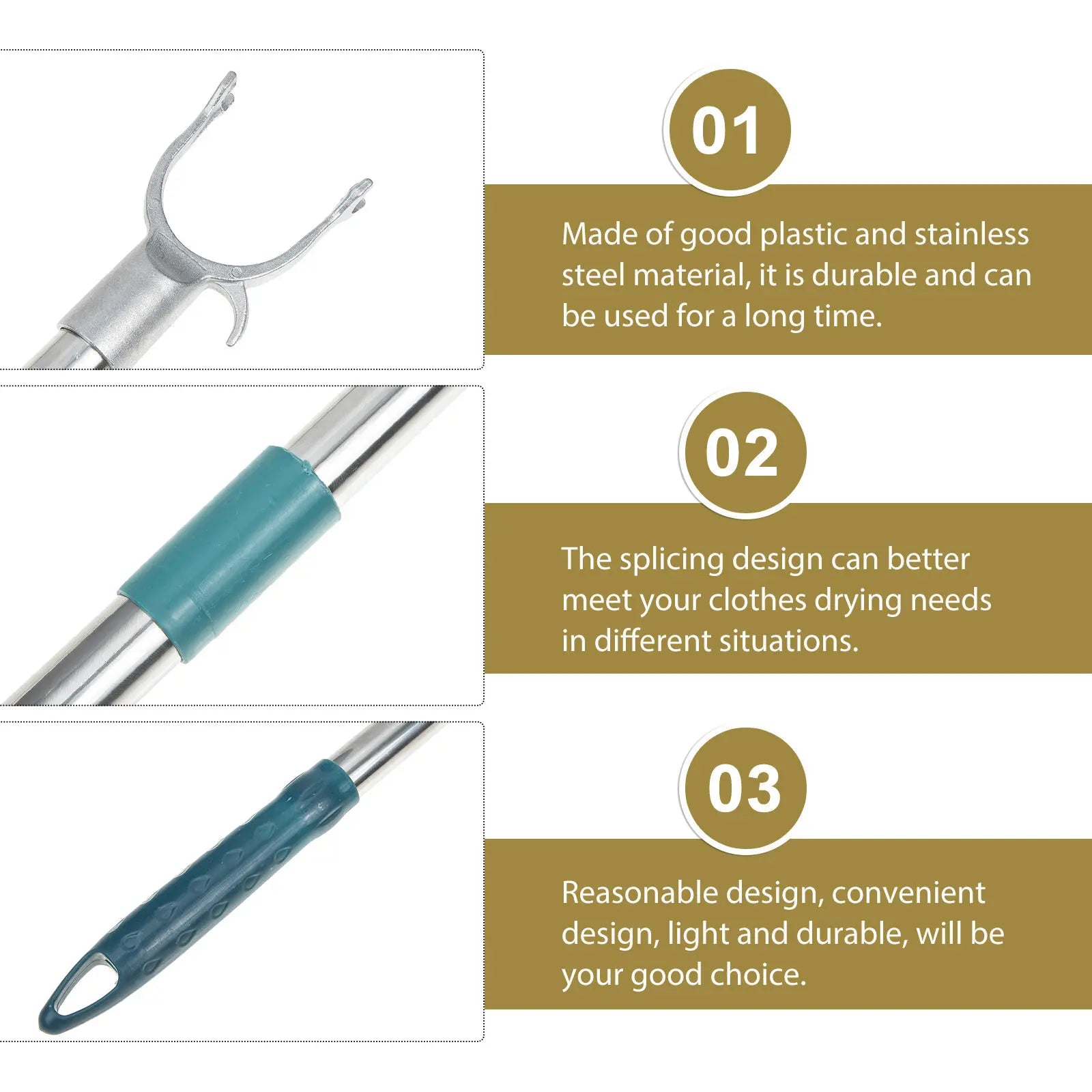 Adjustable Splicable Clothes Rod Stainless Steel Core Plastic Body