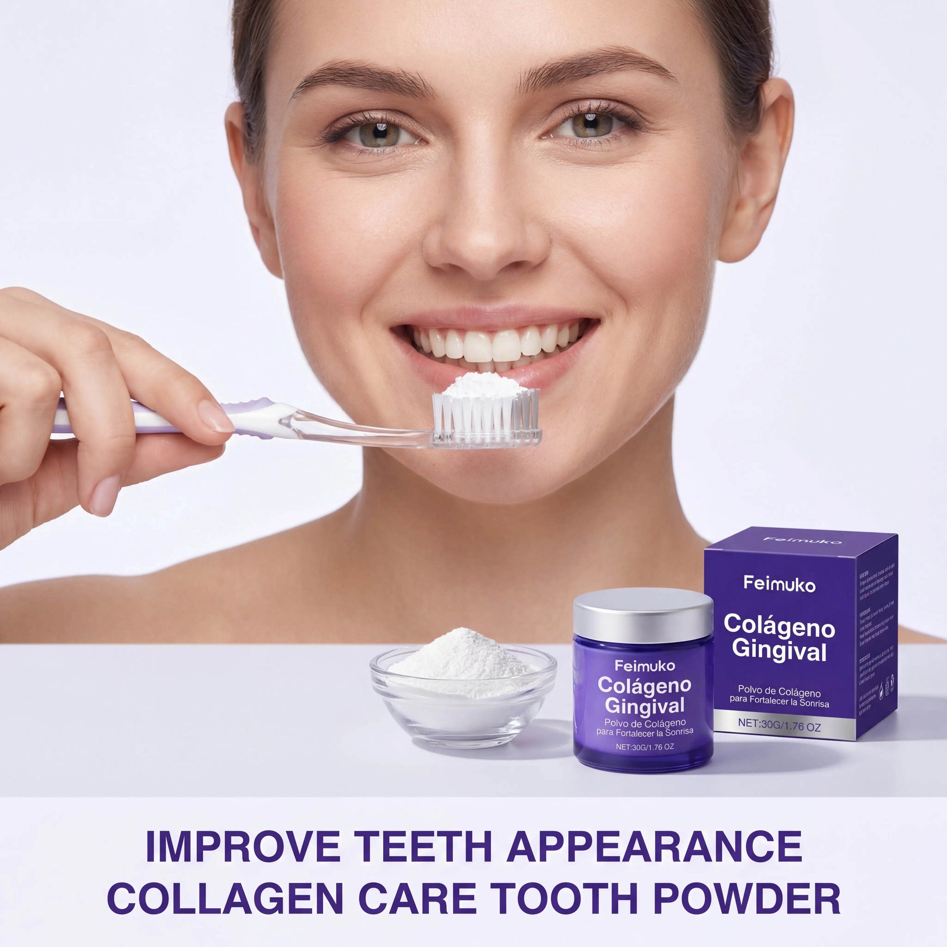 Collagen Fresh Breath Powder Brightening Tooth Care Polish Mild Cleaning Collagen Toothpaste Alternative Daily Gel for Women 50g Zpaxo