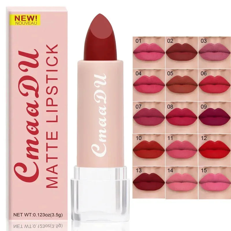 15 Colors Lipstick Waterproof Long Lasting Matte Velvet Mental Beauty Lip Gloss Nude Glitter Lip Gloss Beauty Red Lip Tint New Zpaxo