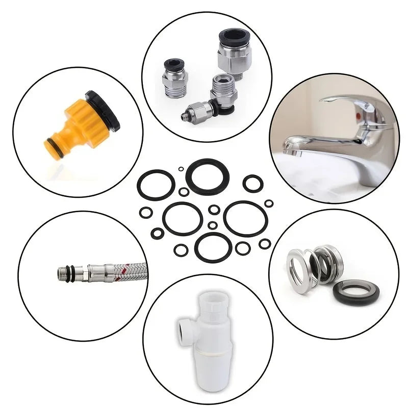 Nitrile Rubber O-Ring Kit 200/225 Pcs – Gasket Seal Repair Set O-Ring Repair Kit Zpaxo