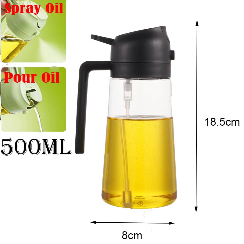 2in1 500ml Plastic kitchen oil sprayer Spray Oil Olive spray bottle for oil Dispenser BBQ Baking Roasting Picnic Kitchen Tool Zpaxo Pour spray black