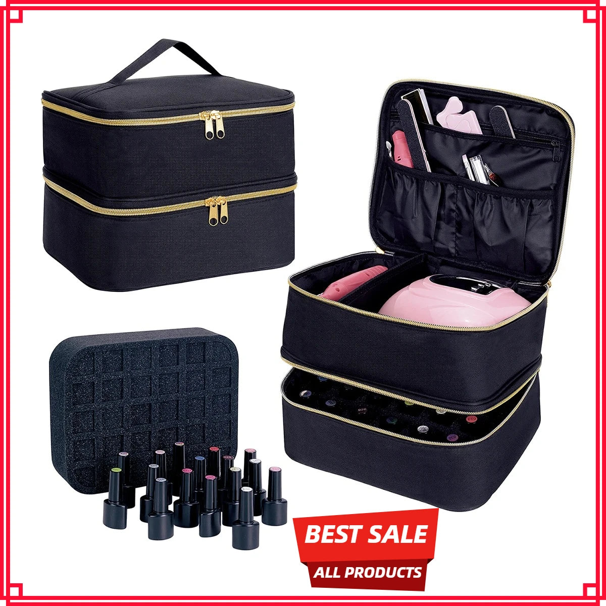 Double Layer Nail Polish Organizer Cosmetic Tote Bag Cosmetic Organizer Bag Zpaxo