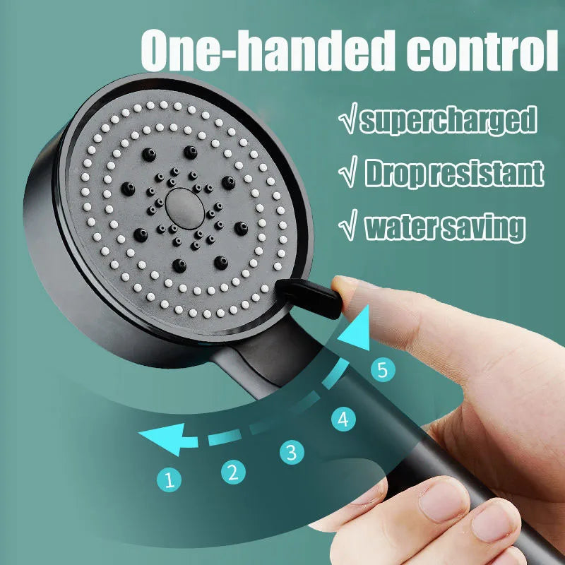 5 Modes Shower Head Adjustable High Pressure Water Saving Shower Head Water Massage Shower Head Hook Hose Bathroom Accessories Zpaxo