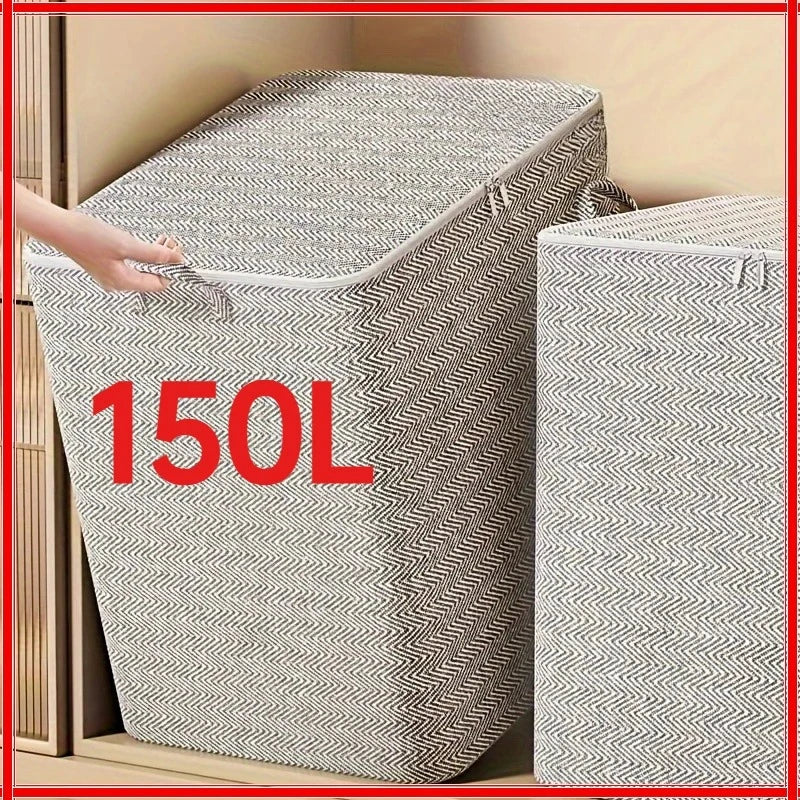 150L Household Large Capacity Storage Bag Non-woven Material, Closet Wardrobe Organizer Can Be Used For Quilt Clothing, Toys Zpaxo