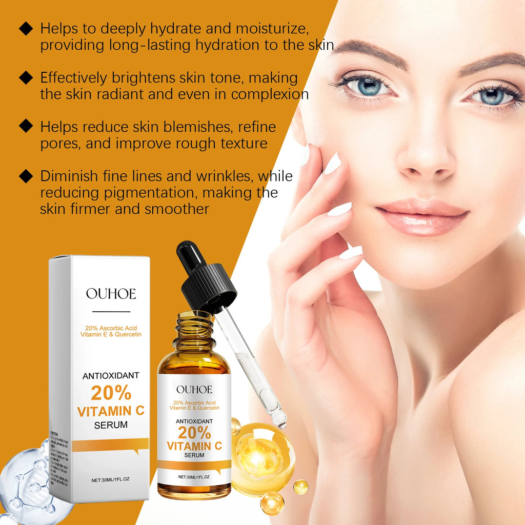 Vitamin C Facial Serum Anti Aging Deep Hydrating Fade Fine Wrinkles Brightening Moisturizing Repair Nourishing Skin Care Essence Zpaxo