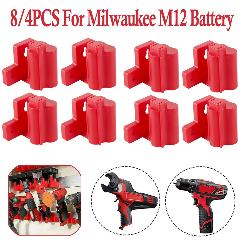 8/4 Packs Tools Power Battery Mounts Storage for Milwaukee M12 12V Holder Drill Tools Holder Wall Mount Storage Bracket Base Zpaxo