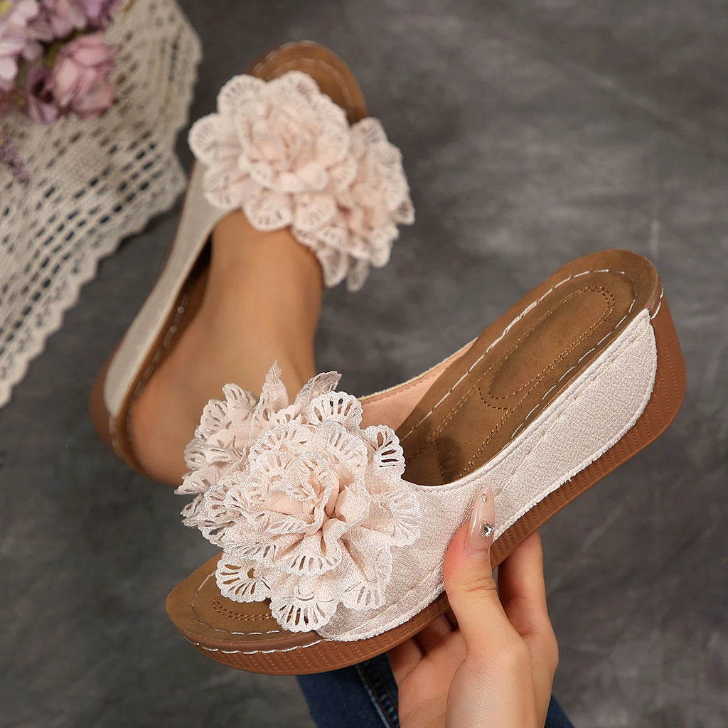 Women Wedges Slippers 2026 Lightweight Sandals Slip Fashion Woman Zpaxo Beige 41