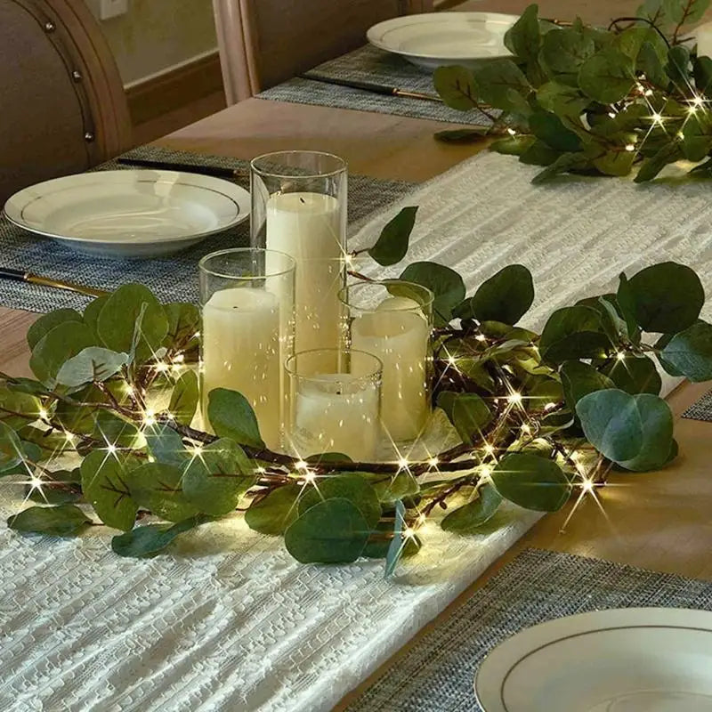 6 Foot LED Illuminated Artificial Eucalyptuses Garlands No Assembly