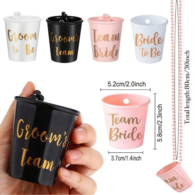 Team Bride Cups Be Plastic Shot Glasses Necklace Wedding Bridal