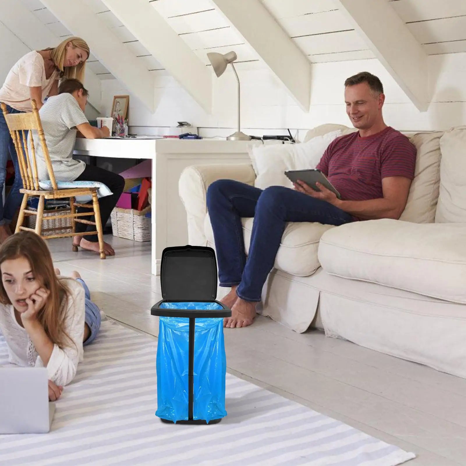Portable Trash Bag Holder Rubbish Bin Stand Telescopic Garbage