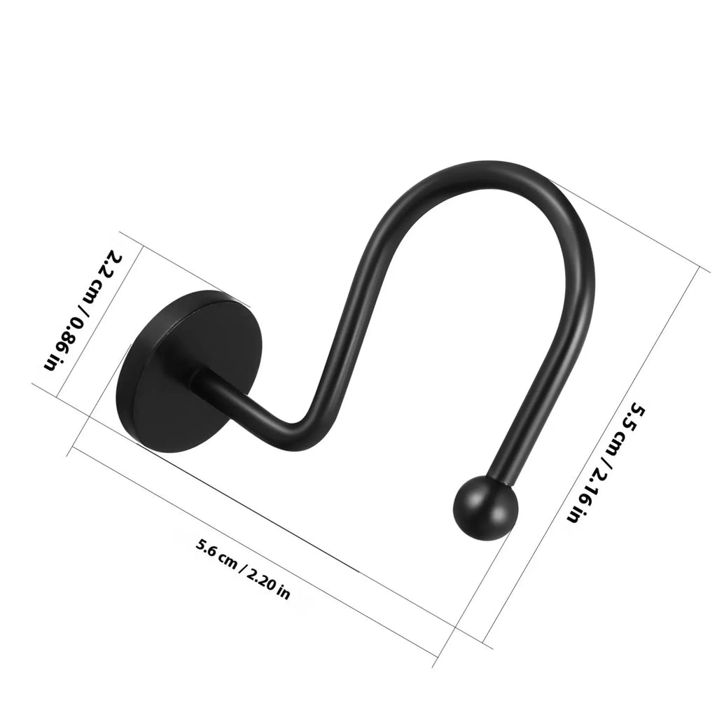 Shower Curtain Hooks Iron Black Simple Elegant Bathroom Holders Heavy