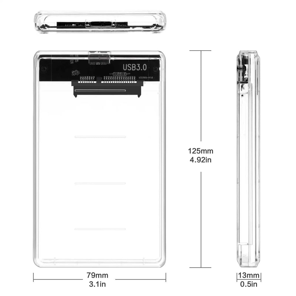 USB C HDD Enclosure SSD Case Transparent External Hard Drive 5Gbps Zpaxo