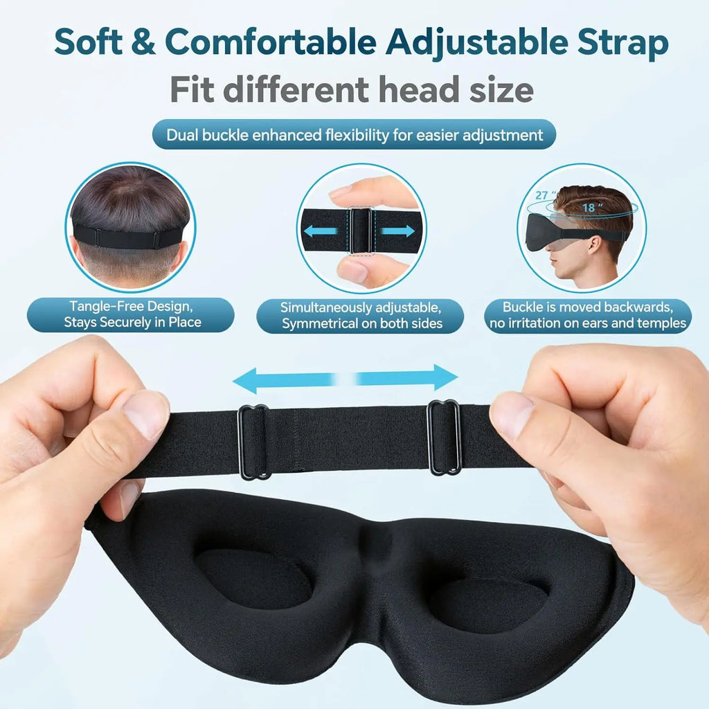 3D Contoured Sleep Mask & Earplugs – Light Blocking Travel Set
