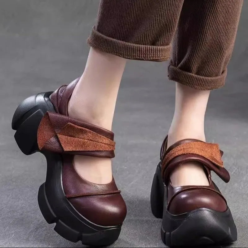 2025 New High Heel Women's Sandals Lace-up Platform Shoes Casual Fashion Women's Shoes High Heels Mary Jane Shoes Zpaxo Brown 40