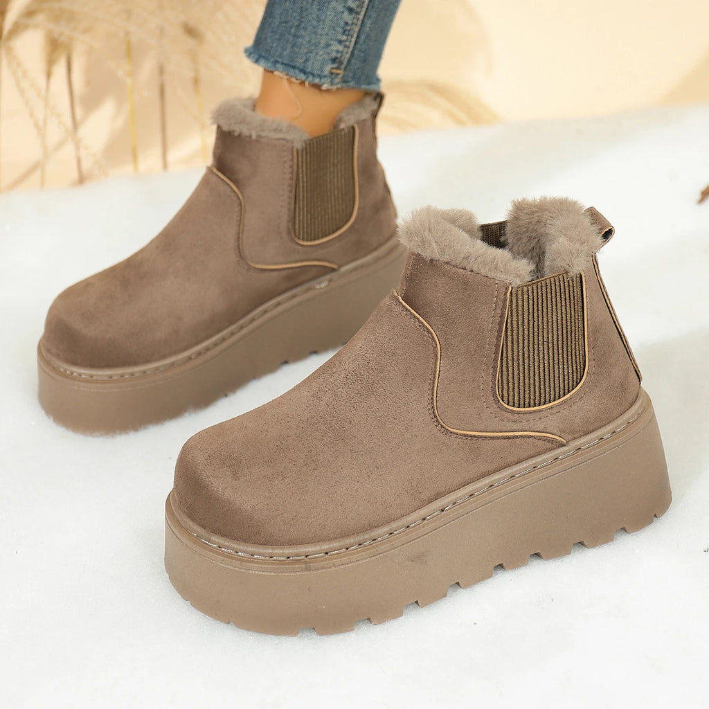 Women Snow Boots 2025 New Fleece Thickened Shoes Winter Fashion Warm Short Boots Large Size Cotton Shoes Ladies Zapatos De Mujer Zpaxo