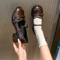 Spring Autumn Women's Solid Round Closed Toe Comfortable Mid Heel Zpaxo coffee 42