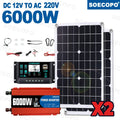 6000W Complete MINI Solar Kit SOECOPO 2*500W Solar Panels+100A Controller+DC 12V - AC 110V/220V Inverter USB 5V/1.5A Zpaxo 220V Solar Set