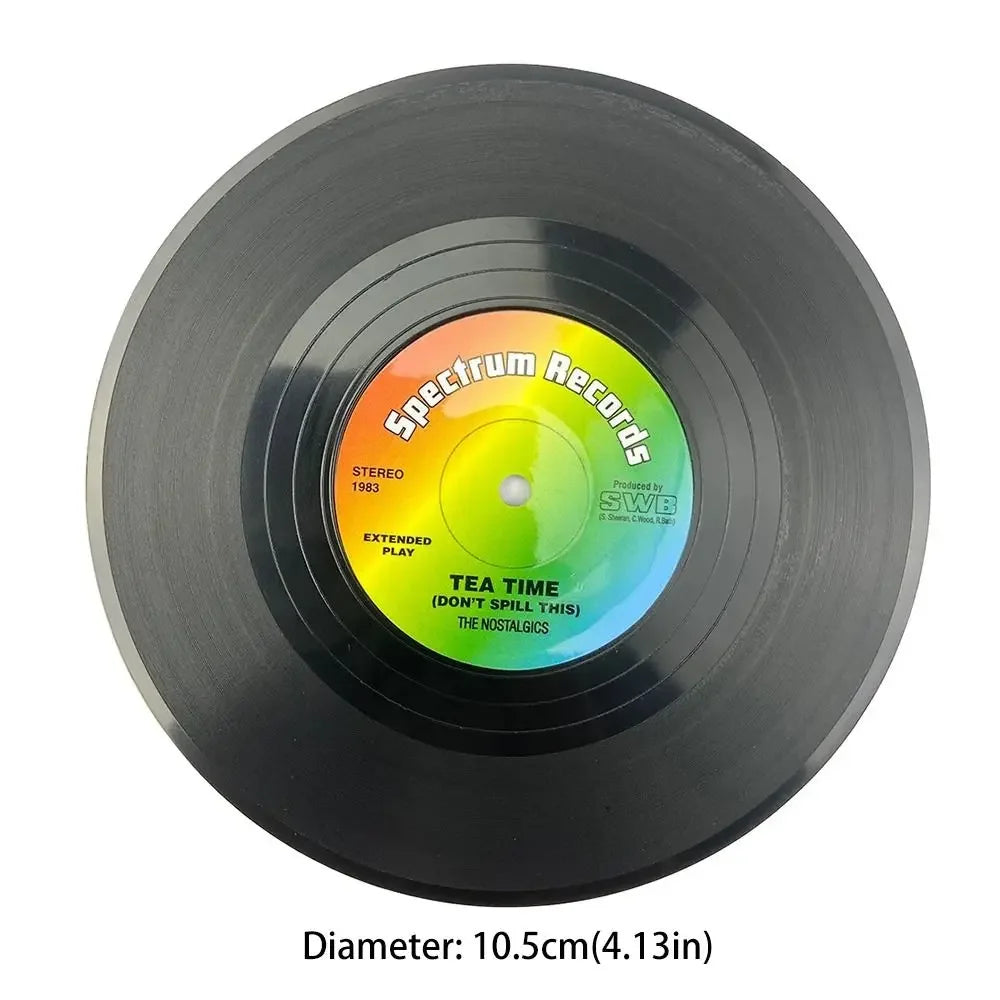 Newest 6pcs Record Cup Mat Plastic Retro Vinyl Anti-slip Coffee Coasters Heat Resistant Music Drink Mug Mat Table Placemat Decor Zpaxo