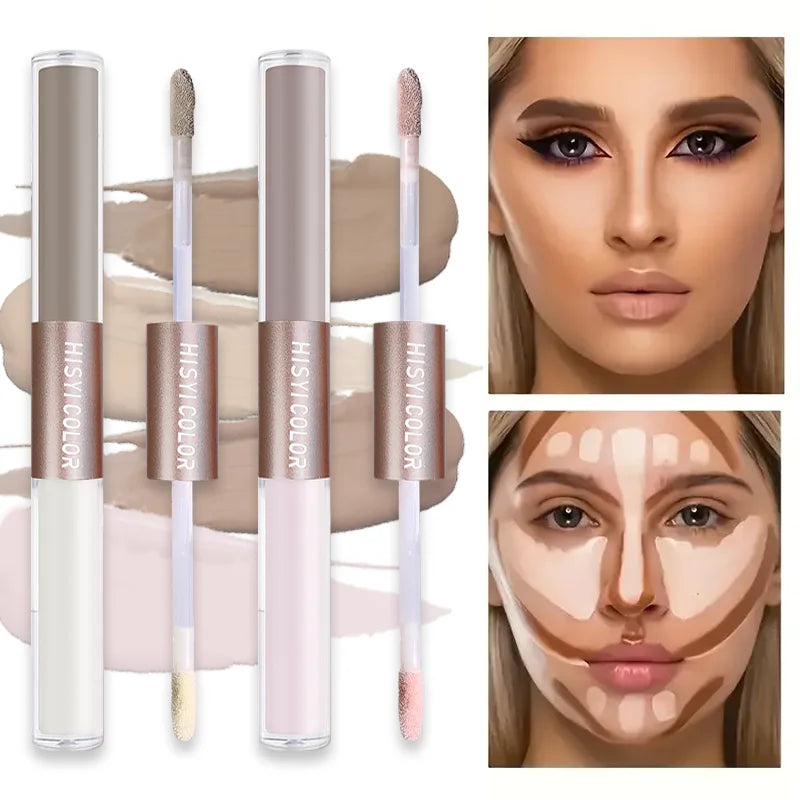 Dual-headed highlighter to cover facial blemishes, waterproof and sweat-proof, matte brightening, foundation concealer Zpaxo