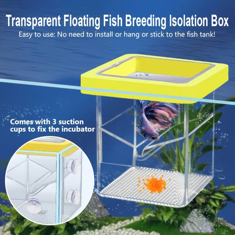 Suspendable Aquarium Fish Fry Incubator Suction Cups Floating