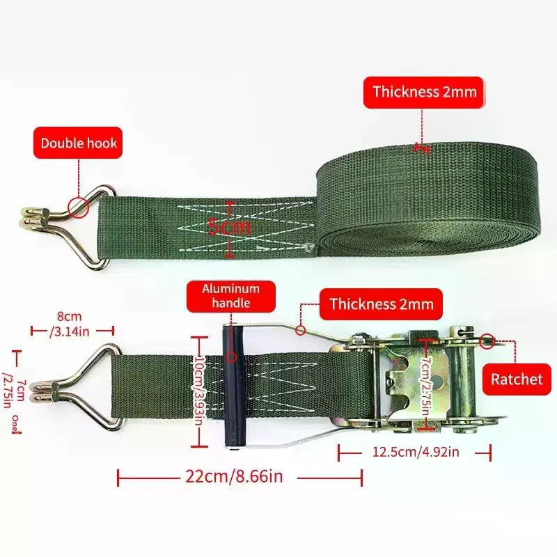 Heavy Duty Ratchet Cargo Tie Down Straps – 3M to 15M