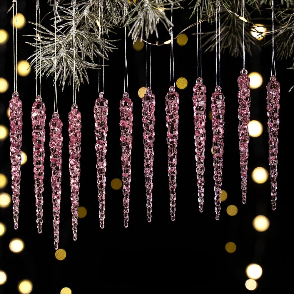 Christmas Home Decor 12PCS Hanging Ornaments - Creative Acrylic Simulated Icicles For Christmas Tree