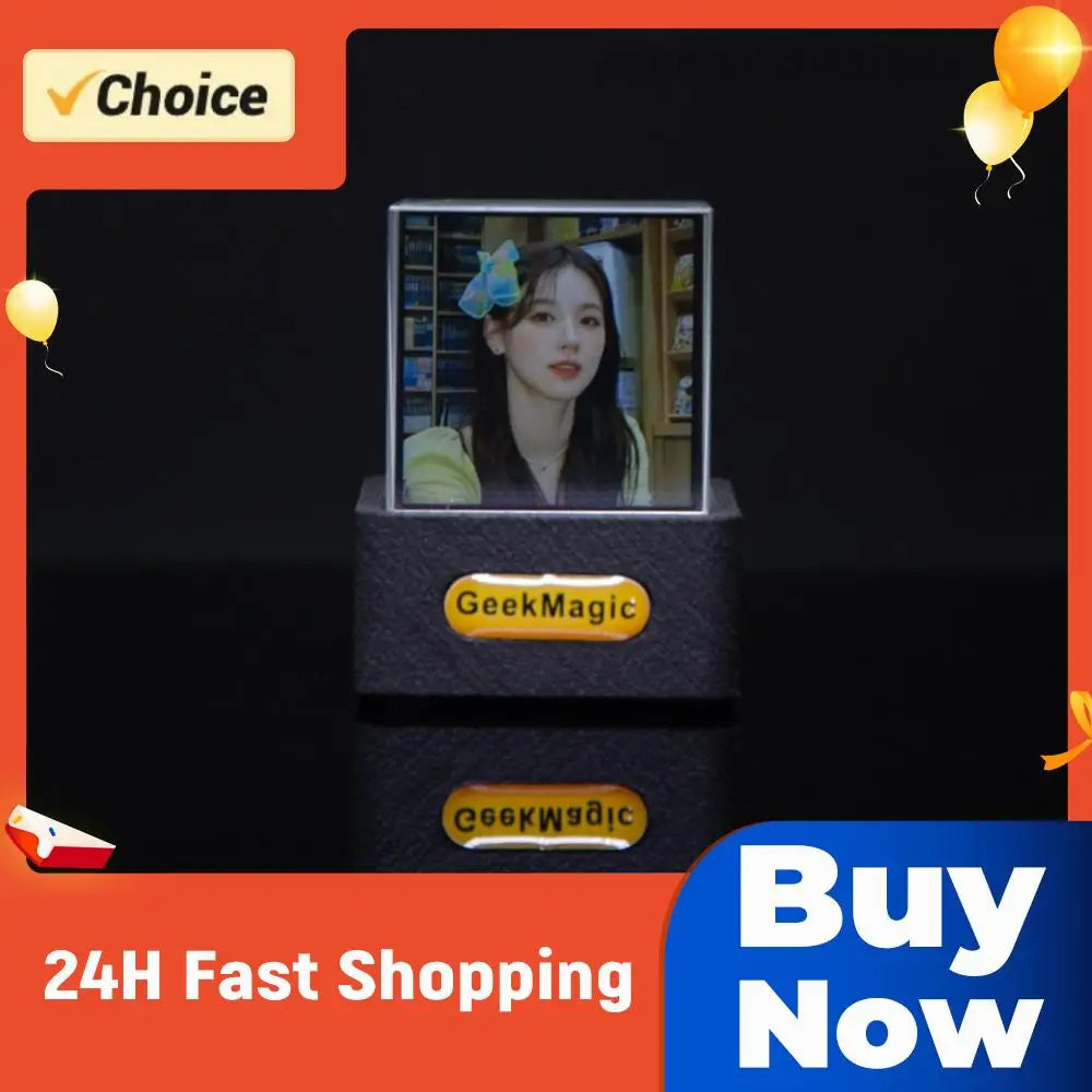 Crystal Cube Photo Display Holographic Desktop Smart Weather Station Digital Clock with GIF Animations Album Desktop Decoration Zpaxo