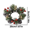 Christmas Candle Holder Candlestick Wreath Artificial Cherry Pinecone