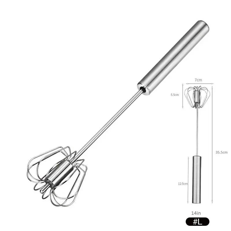 10/12/14inch Stainless Steel Semi Automatic Whisk Blender for Home -Versatile Tool for Egg Beater, Milk Frother, Hand Push Whisk Zpaxo L