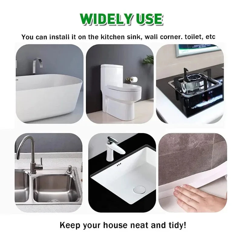 PVC Waterproof Sealing Tape Bathroom Toilet Caulk Tapes Kitchen Sink Countertop Mildew Fouling Proof Sealer Self Adhesive Strip Zpaxo
