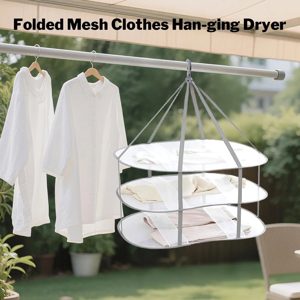 Folding Clothes Drying Rack Flat Mesh Large Dryer Hanger Portable