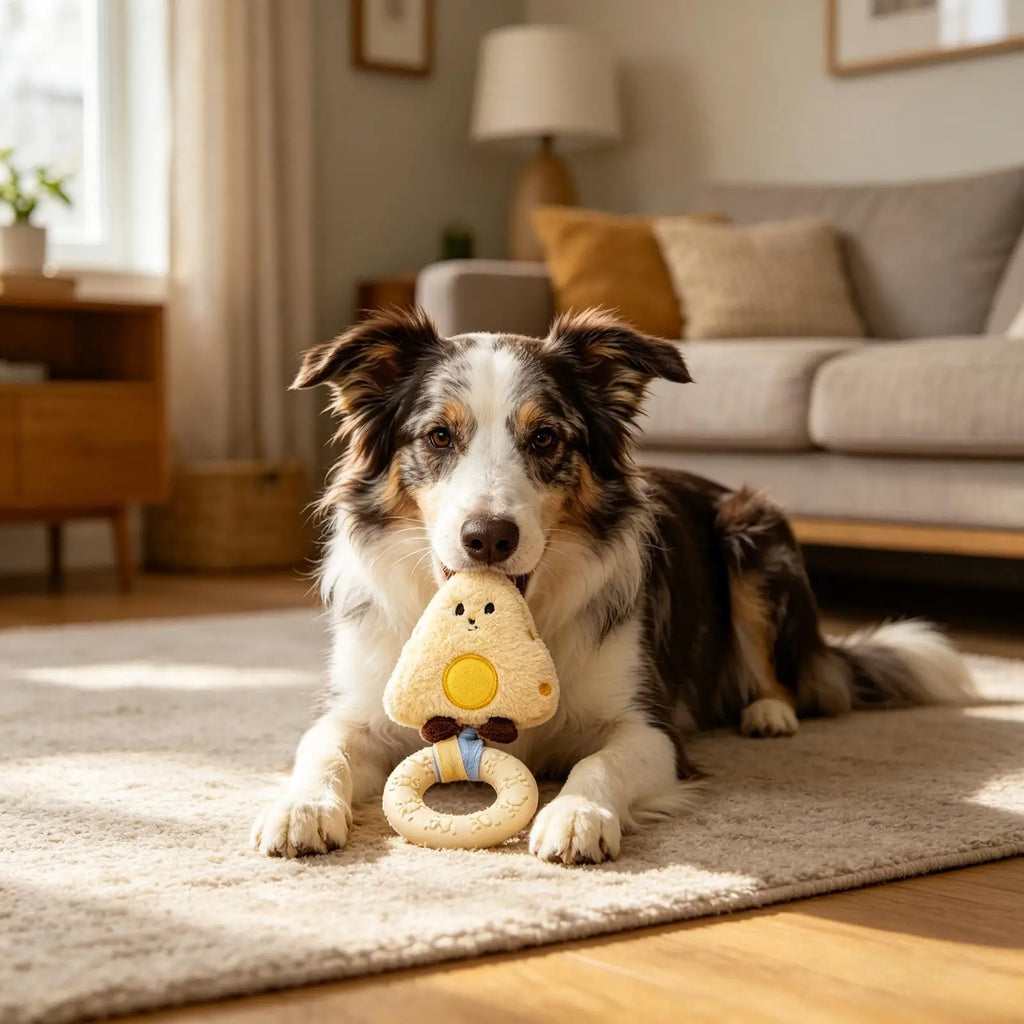 Dog Squeak Toy Cheese Shaped Plush Sounding Puppy Teething Chew Small