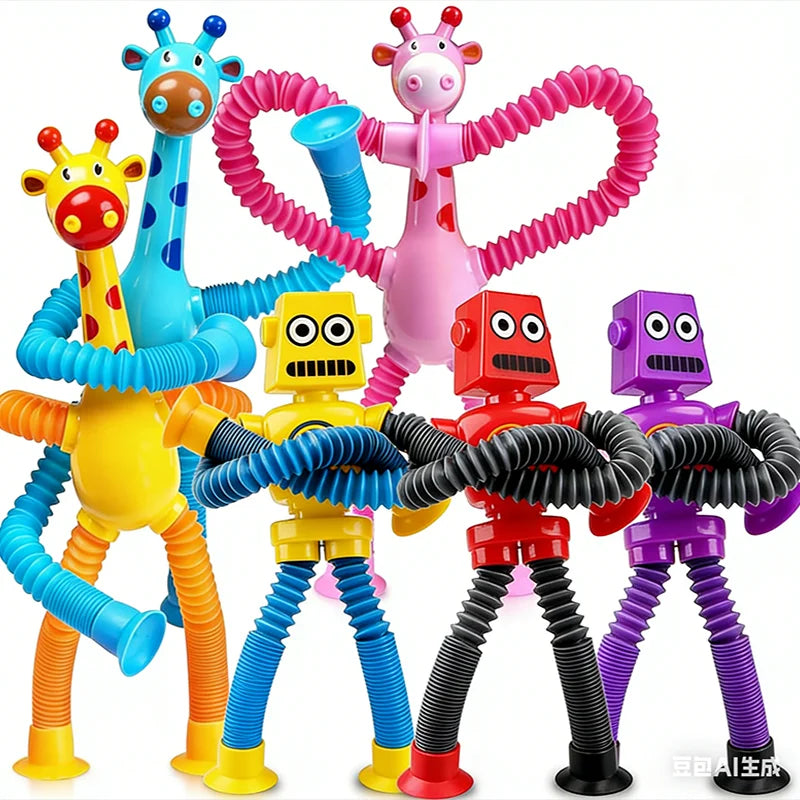 4 Suction Cup Telescopic Giraffe Robot Toys Stress-relieving Fun