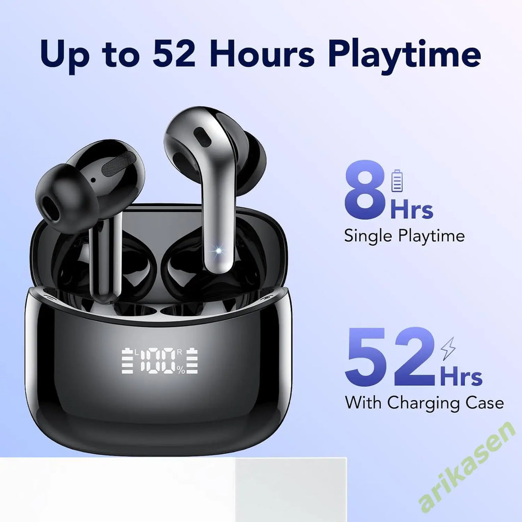 Wireless Bluetooth Earbuds Headphones 52 Hrs Playtime IPX7 Waterproof