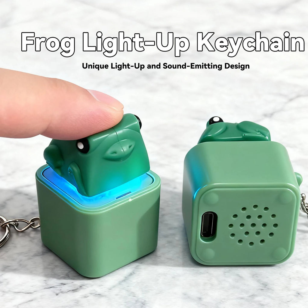 Rechargeable Sound Button Fidget Keychain W/ Sound LED Lights Keyboard Clicker Frog Fidget Toys for Kids Boys Girls Gift Zpaxo