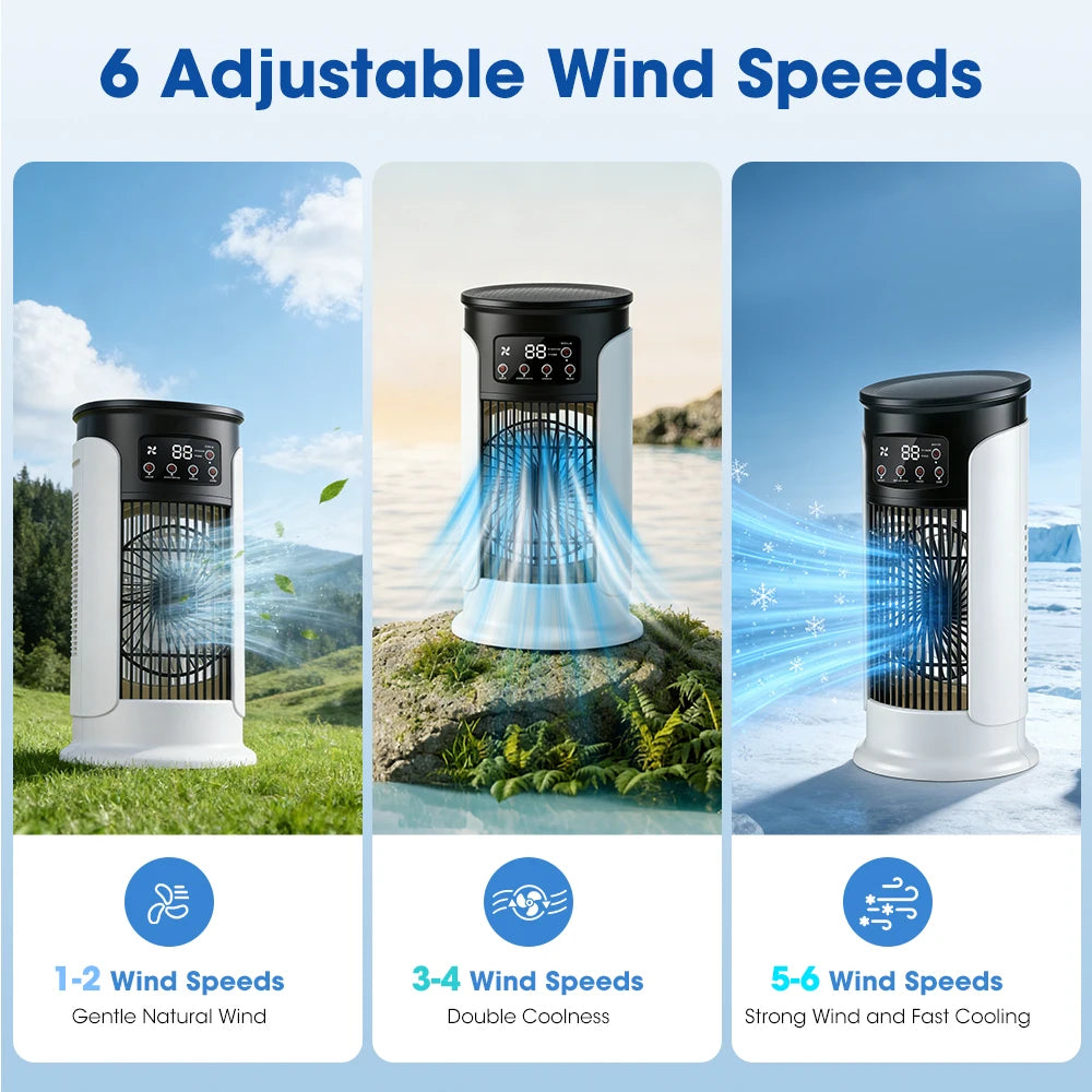 AFDEAL 6-Speed Desktop Misting Fan – Timer & 7-Color Light Desktop Misting Fan Zpaxo
