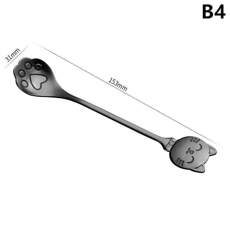 Cute Cat Paw Teaspoon 304 Stainless Steel Coffee Spoon Ice Cream Zpaxo B4