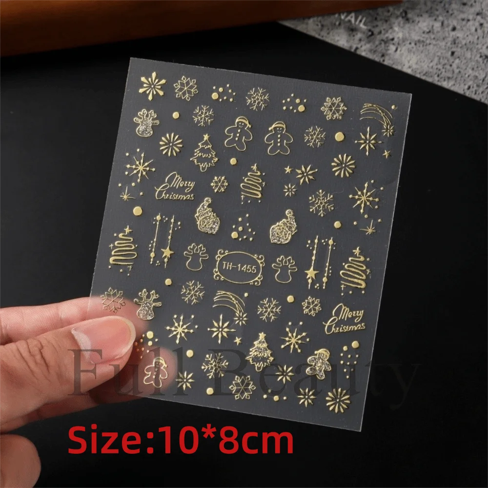 Snowflakes Reflective Glitter Nail Stickers 3D Design Sparkle Christmas Nail Decals Adhesive Nail Decals Winter Holidays Zpaxo