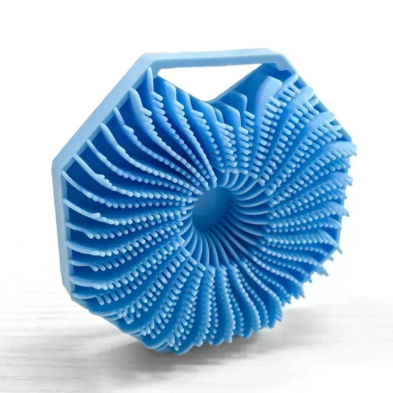 New Polygonal Silicone Shower Brush Handheld Skin Cleaning Scalp Massage ExfoliatingBath Brushes Body Scrubber Bathroom Products Zpaxo Blue
