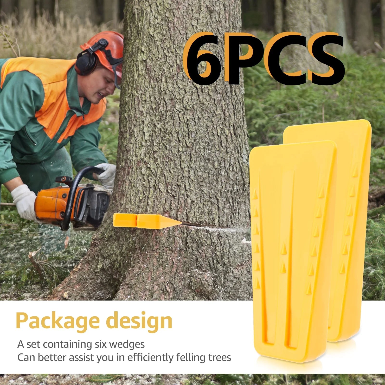 6Pcs Felling Wedges Plastic Chainsaw Accessories Wedges Wear Resistant Tree Safety Cutting Wedge Logging Supplies For Trees Wood Zpaxo