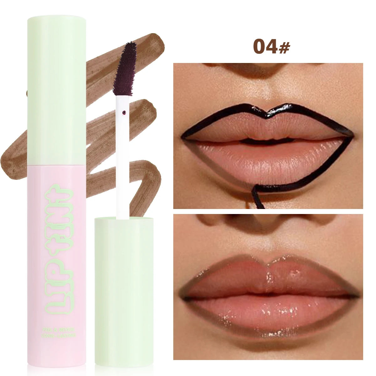 Rose Pink Peel Off Liquid Lipstick Waterproof Long Lasting LipGloss Matte Outline Contour Tattoo Lip Tear Pull LipLiner Cosmetic Zpaxo 04