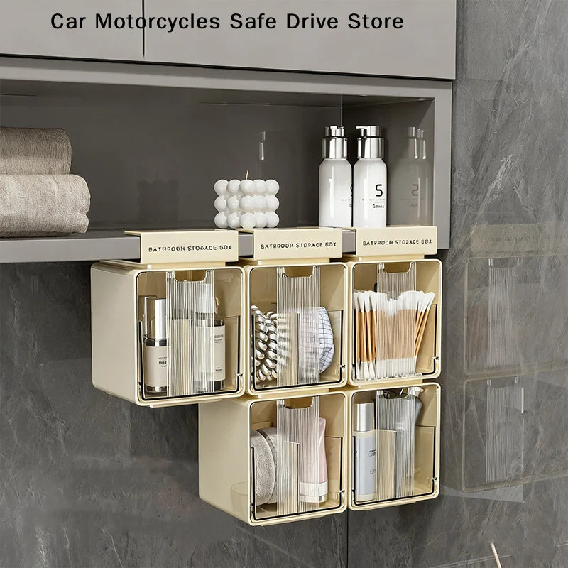 Transparent Bathroom Cotton Stick Makeup Pull-out Storage Drawer Box