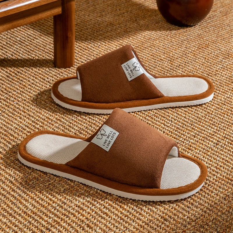 Men's Spring Summer Breathable Slippers Non-slip Indoor House Shoes
