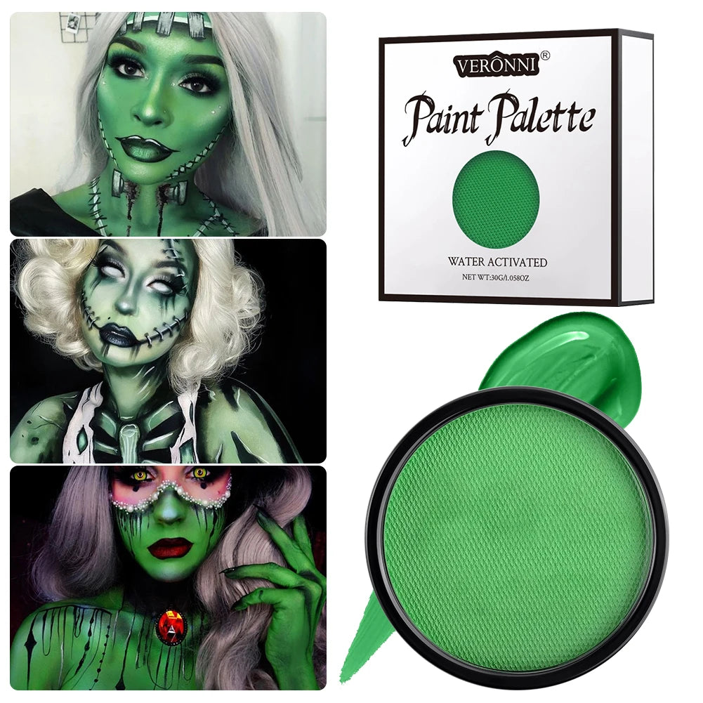 Face Body Painting Palette Non-toxic Safe Monochromatic Water Based Zpaxo 1pcs-green